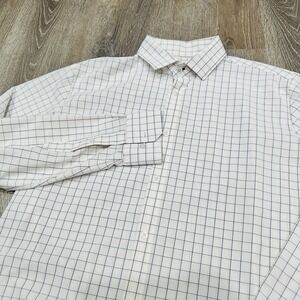 Mizzen+Main Leeward Mens Large Standard Fit Windowpane Dress Shirt L-9028 White